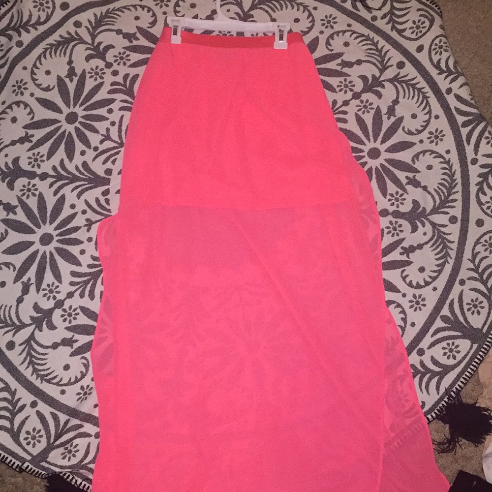Fluorescent pink skirt